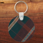 Antieke groen bruin & geel plaid sleutelhanger (Voorkant)