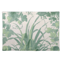Antieke groene botanische elegante stoffen placema