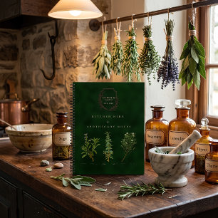 Antieke groene keuken kruid & apotheek botanisch notitieboek