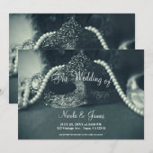 Antieke groene maskerade-masker parels bruiloft kaart (Voorkant / Achterkant)