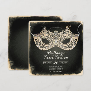 Antieke Groene Parel Masquerade Masker Sweet 16 Fe Kaart