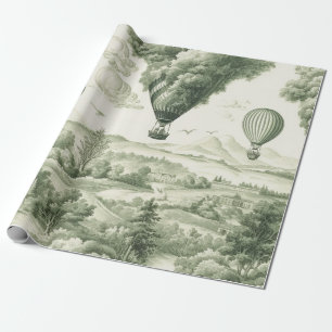 Antieke groene Toile de Jouy pastorale patroon Cadeaupapier