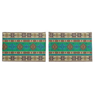 Antieke groene Turkse Kilim tapijt vloerkleed Kussensloop