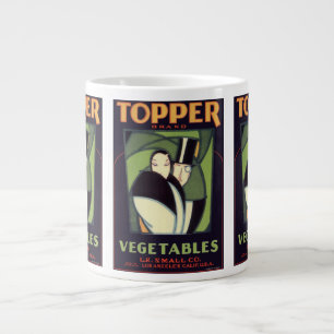 Antieke Groente Label, Art Deco Romantiek Grote Koffiekop
