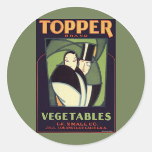 Antieke Groente Label Topper, Art Deco Romantiek