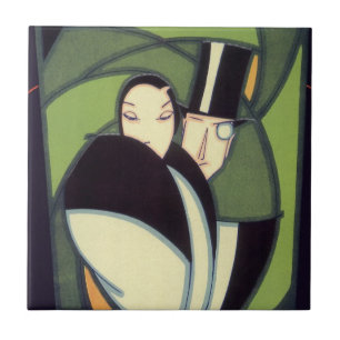 Antieke Groente Topper Label, Art Deco Romantiek Tegeltje