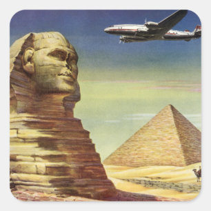 Antieke Grote Sfinx van Gizeh, piramides van Egypt Vierkante Sticker