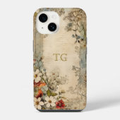 Antieke Grunge Ambachtelijke Botanische Monogram iPhone Hoesje (Achterkant)