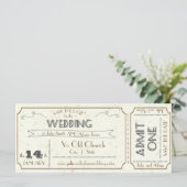 Antieke Grunge Ticket Bewaar de Datum (Staand voorkant)