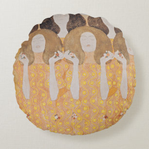 Antieke Gustav Klimt Goud Art Nouveau Bloemmotief Rond Kussen