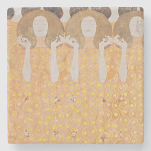 Antieke Gustav Klimt Goud Art Nouveau Bloemmotief Stenen Onderzetter