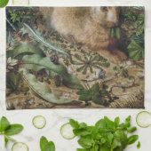 Antieke Haas Bos Natuur Donker Cottagecore Theedoek (Gevouwen)