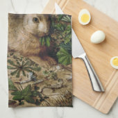 Antieke Haas Bos Natuur Donker Cottagecore Theedoek (Quarter Fold)