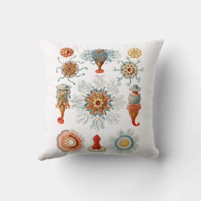 Antieke Haeckel Siphonophore Zeeleven Kwallen Kussen (Achterkant)