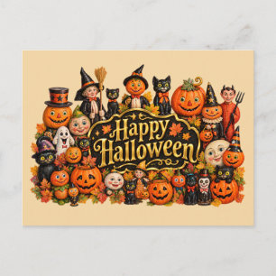 Antieke Halloween-verzameling van curiosa menageri Briefkaart