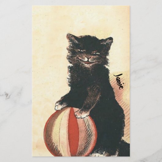 Antieke HALLOWEEN Zwarte Kat Briefpapier (Voorkant)