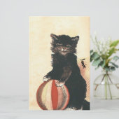 Antieke HALLOWEEN Zwarte Kat Briefpapier (Staand voorkant)