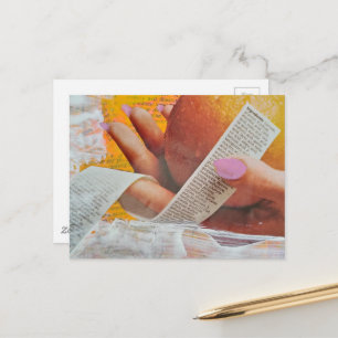 Antieke Hand Houdt Sinaasappel en Ingredientenlijs Briefkaart