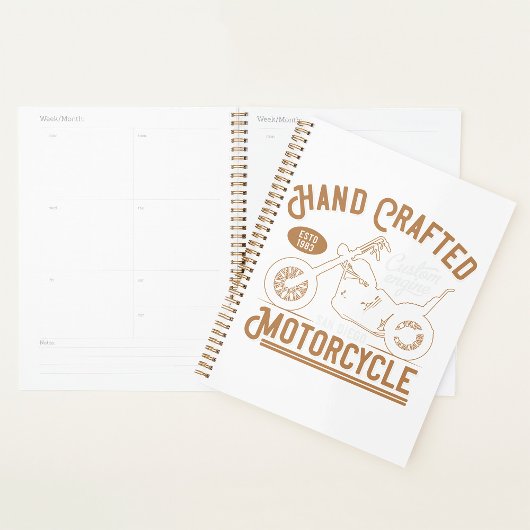 Antieke handgemaakte motorfiets aangepast ontwerp planner