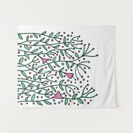 Antieke handgetekende bloemen sleutelhanger met ma wandkleed (Voorkant (horizontaal))