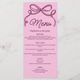 Antieke handgetekende bordeauxroze retro boog brui menu