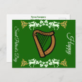 Antieke Harp Sint-Patricksdag Shamrock Keltisch Feestdagenkaart (Voorkant / Achterkant)