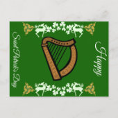 Antieke Harp Sint-Patricksdag Shamrock Keltisch Feestdagenkaart (Voorkant)
