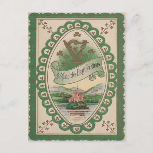 Antieke Harp Van Erin St. Patrick's Dag Kaart (Voorkant)