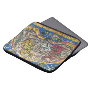 Antieke hartvormige wereldkaart van Peter Apian 15 Laptop Sleeve