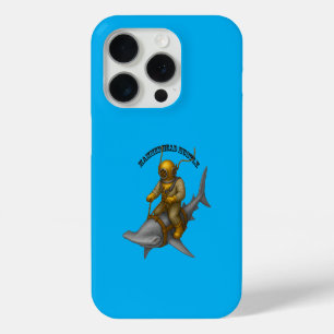 Antieke helmduiker rijdt op een hamerhaai URM iPhone 15 Pro Case