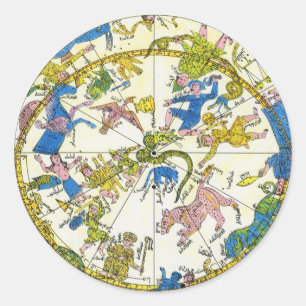 Antieke Hemelbol, Arabische Sfeer, Sterrenbeelden Ronde Sticker