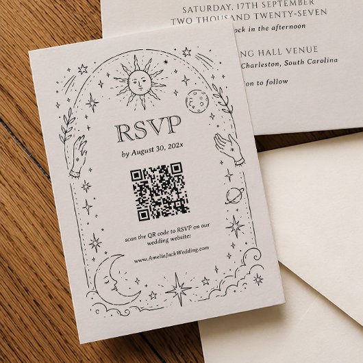 Antieke Hemelbruiloft Qr Code RSVP Kaart