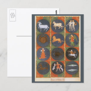 Antieke Hemelkaart, Astrologische Dierenriem, 1475 Briefkaart