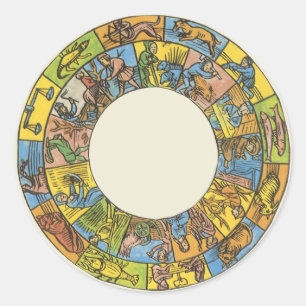 Antieke Hemelkaart, Astrologische Dierenriem Ronde Sticker