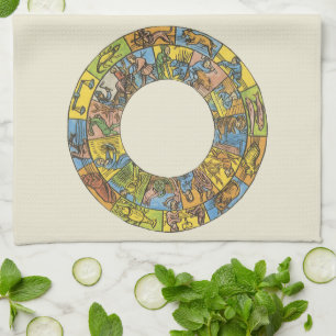 Antieke Hemelkaart, Astrologische Dierenriem Theedoek