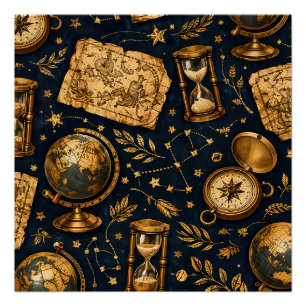 Antieke Hemelkaart & Astronomie Patroon Perfect Poster