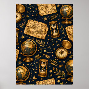 Antieke Hemelkaart & Astronomie Patroon Poster