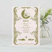 Antieke Hemelse Botanische Bruiloftsborrel  Kaart (Staand voorkant)