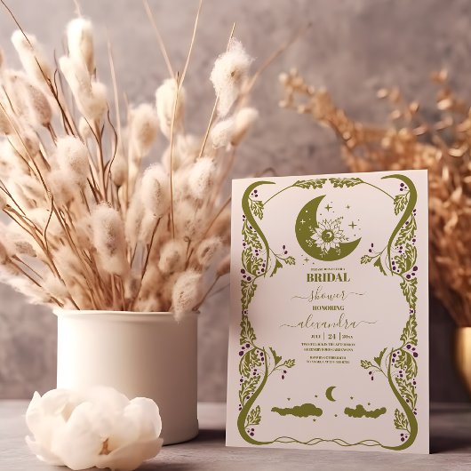 Antieke Hemelse Botanische Bruiloftsborrel  Kaart