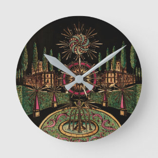 Antieke Hemelse Vuurwerk Tuin Nacht Landschap Ronde Klok