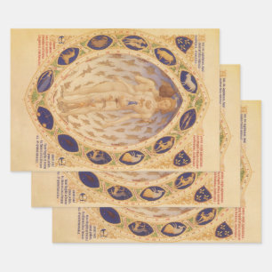 Antieke Hemelse Zodiakus Grafiek, Vintage Astrolog Inpakpapier Vel