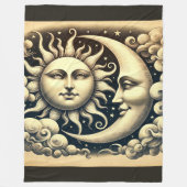 Antieke Hemelse Zon & Maan Fleece Deken (Voorkant)