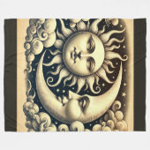 Antieke Hemelse Zon & Maan Fleece Deken (Voorkant (Horizontaal))
