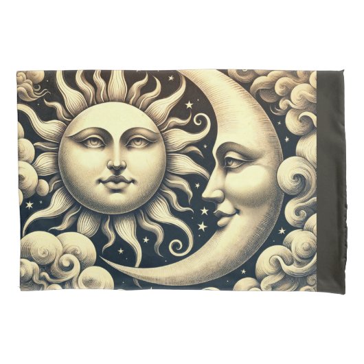 Antieke Hemelse Zon & Maan Kussensloop (Voorkant)