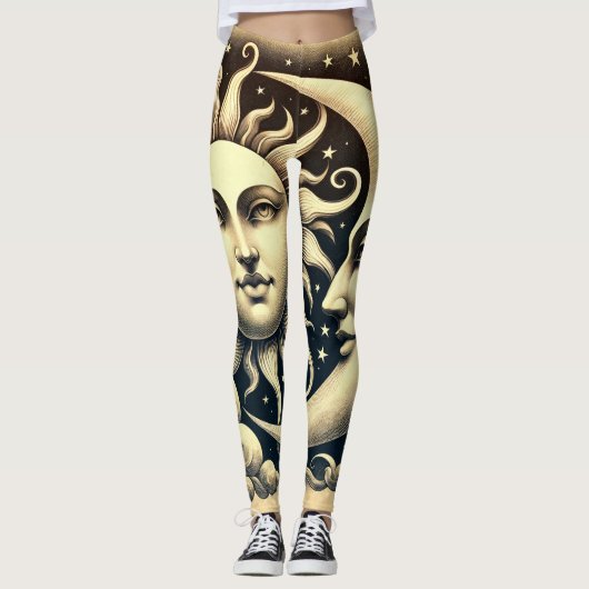 Antieke Hemelse Zon & Maan Leggings (Voorkant)