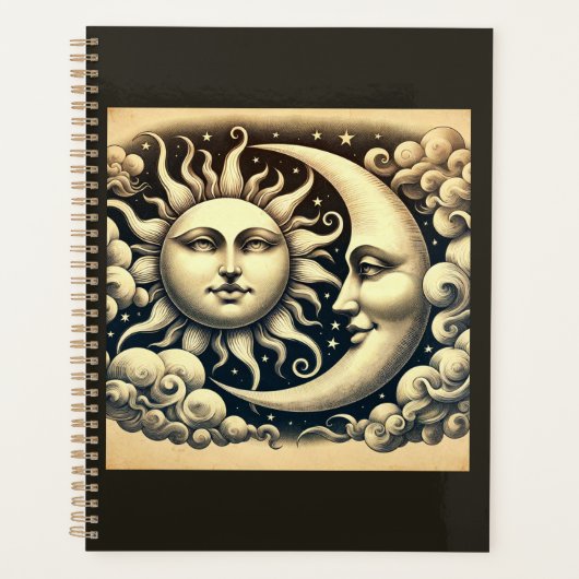Antieke Hemelse Zon & Maan Planner (Voorkant)
