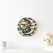 Antieke Hemelse Zon & Maan Ronde Klok (Huis)