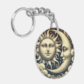 Antieke Hemelse Zon & Maan Sleutelhanger (Voorkant Links)