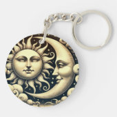 Antieke Hemelse Zon & Maan Sleutelhanger (Achterkant)