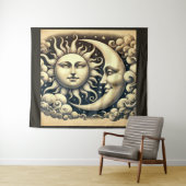 Antieke Hemelse Zon & Maan Wandkleed (In Situ (horizontaal))